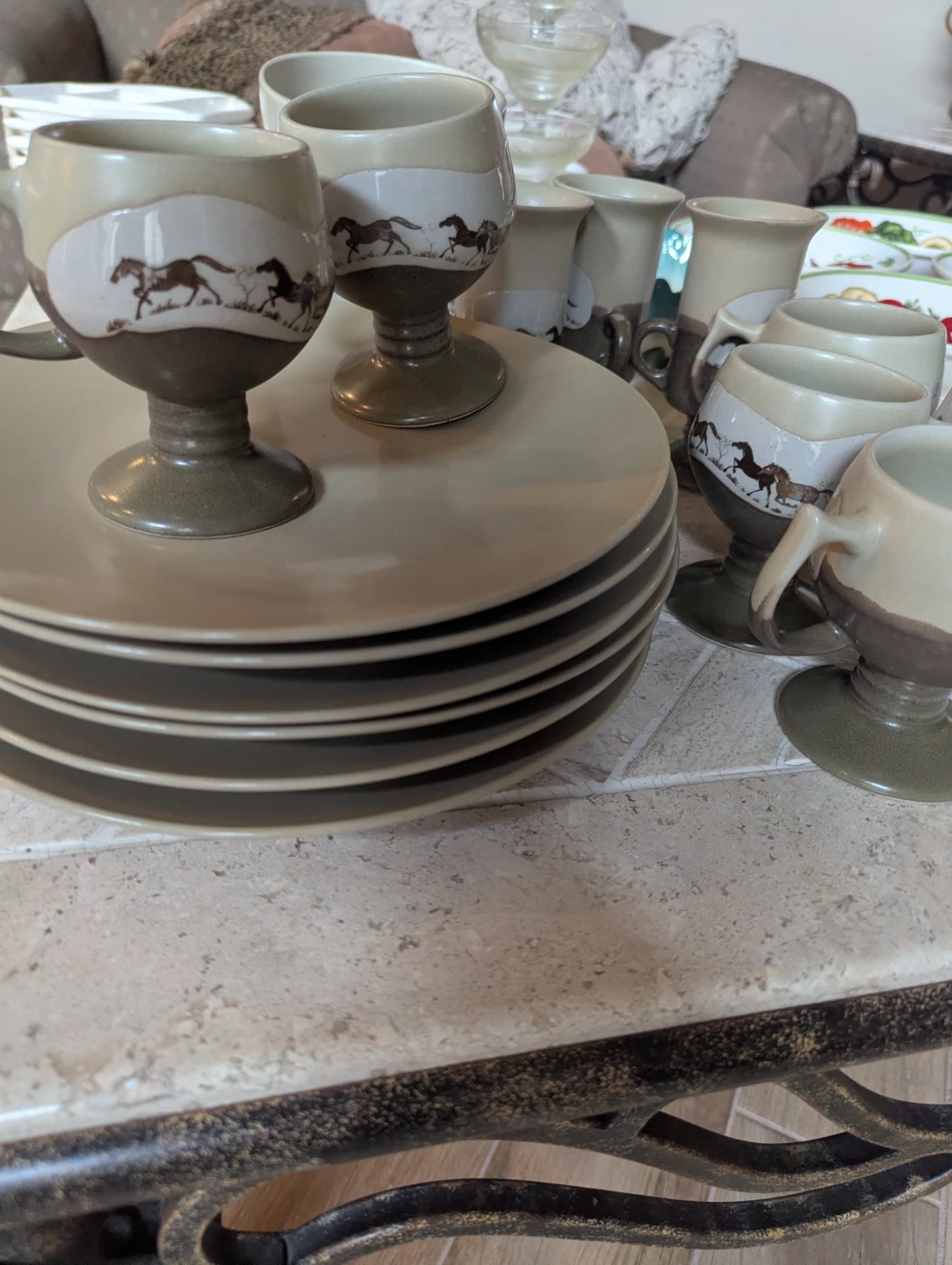 Ceramic Coffee Mugs and Plates Set - photo 3