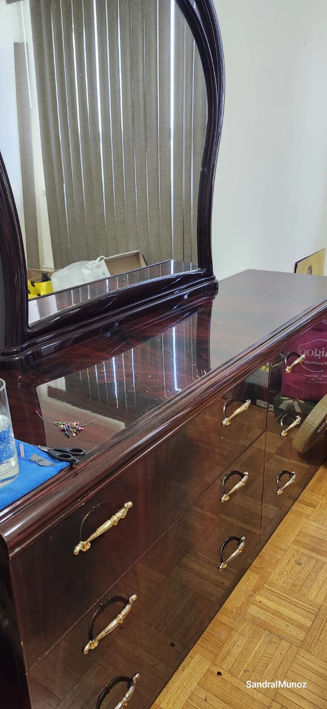 Dark Wood Dresser with Mirror