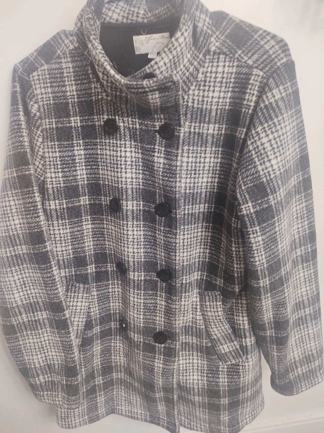 Ladies Plaid Peacoat Large
