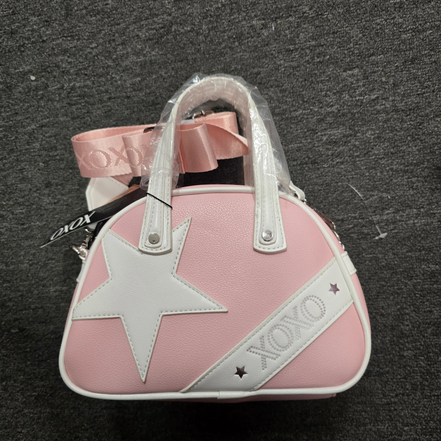 XOXO Pink Star Mini Bowler Bag - Y2K - New With Tags