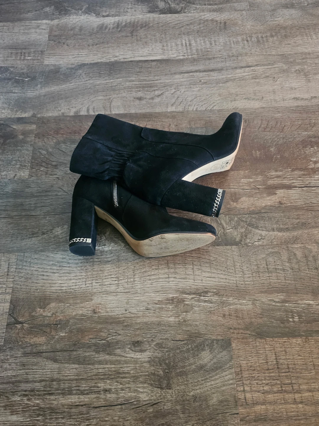 Michael Kors Black Suede Block Heel Ankle Boots with Zipper - photo 2