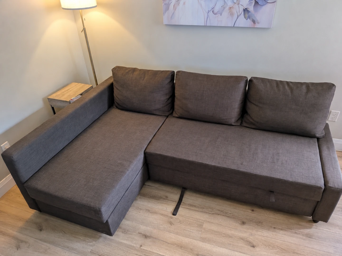 Brown Sectional Sofa with Storage Chaise and Pull-Out Bed
