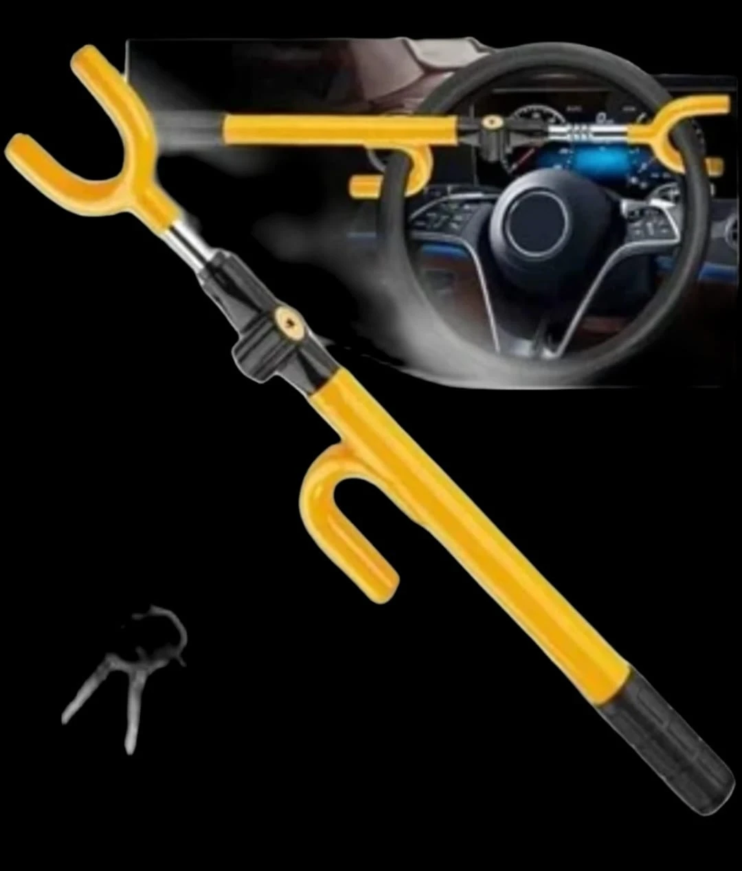 Yellow Steering Wheel Lock with Keys