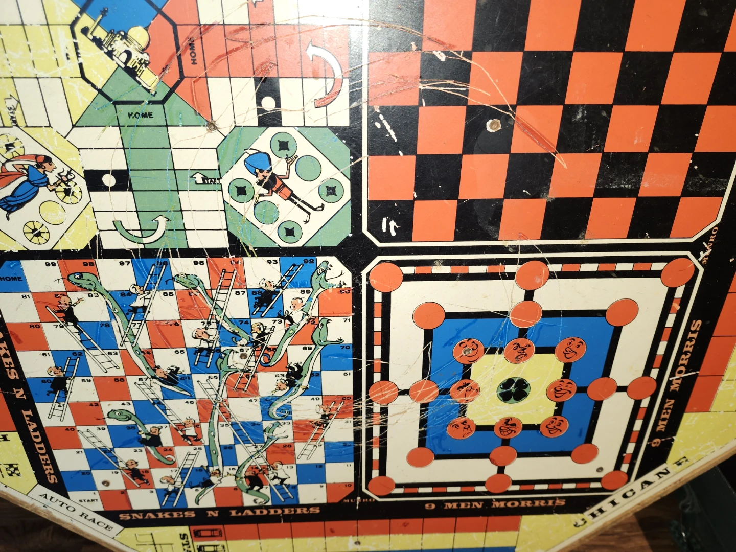 Vintage 8-Game Octagonal Game Board - photo 3