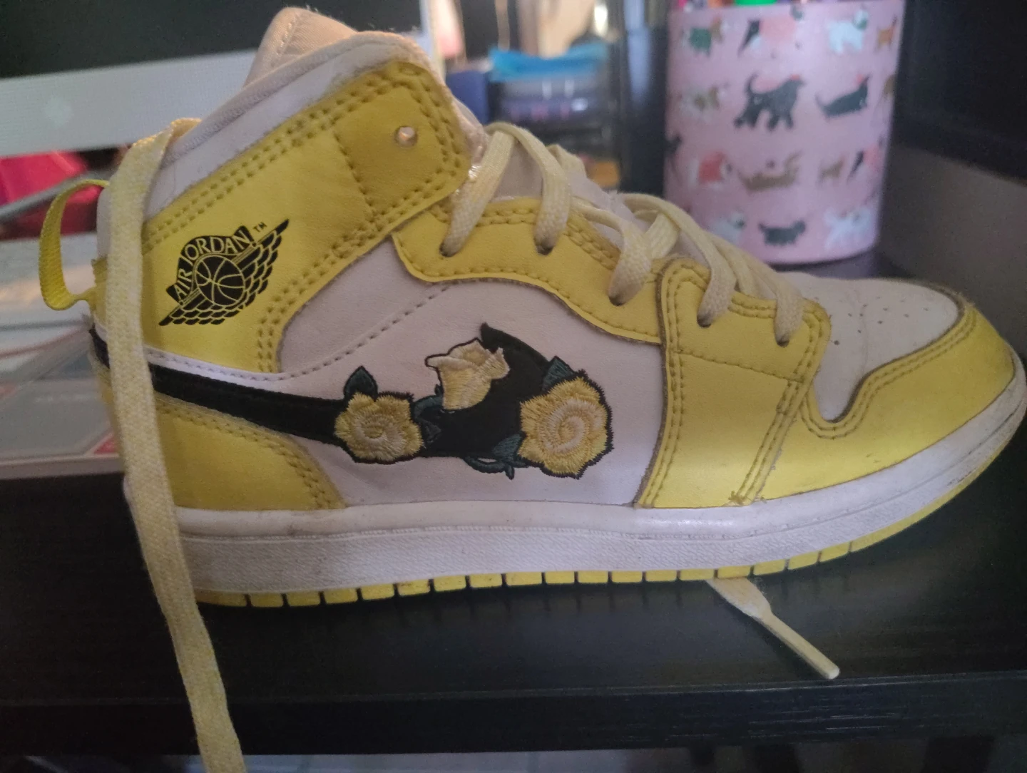 Air Jordan 1 Mid Yellow Floral Sneakers