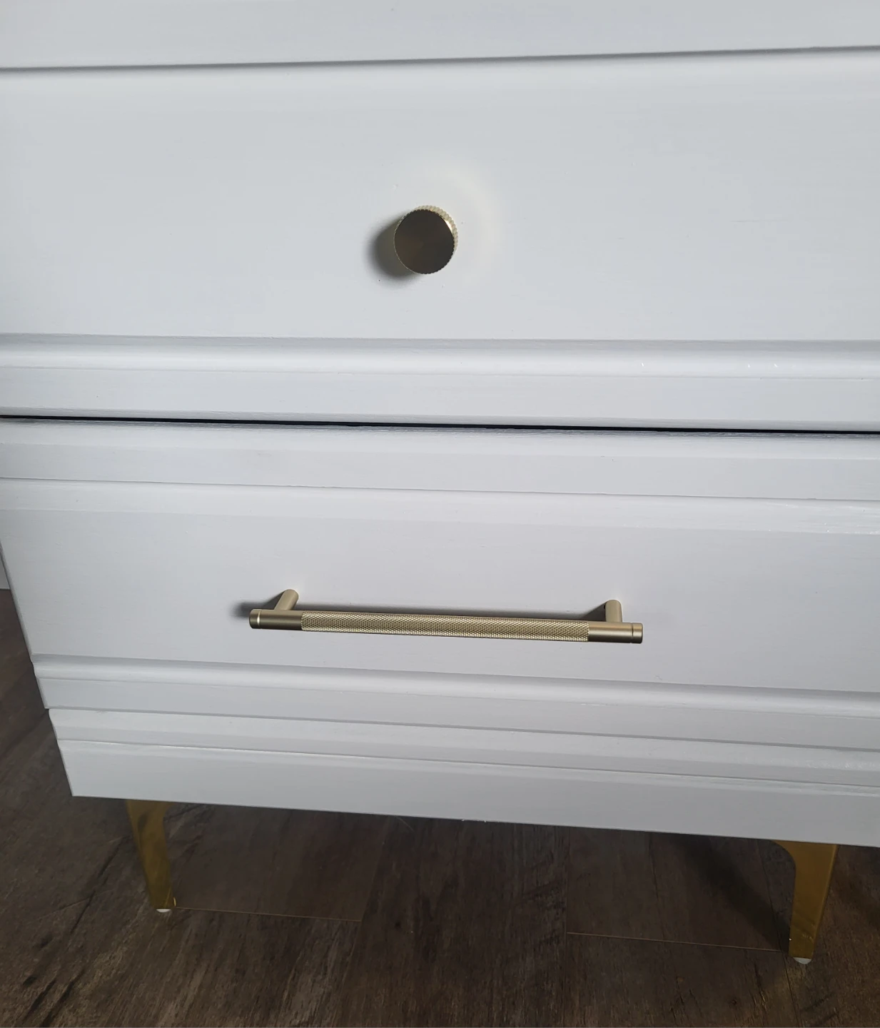 White Nightstands with Gold Accents (Set of 2) - photo 3
