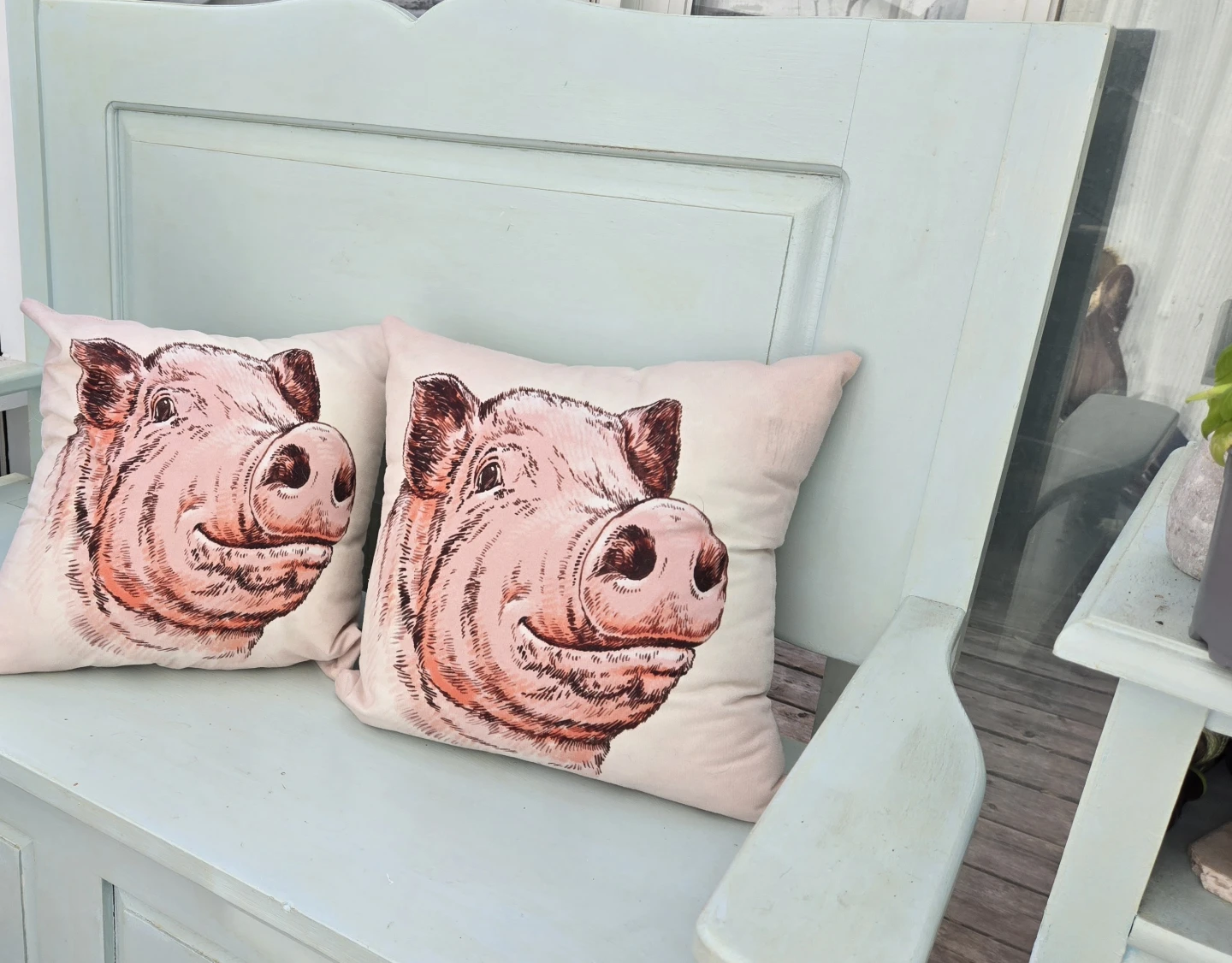 Decorative Throw Pillows with Pig Design - Set of 2 - photo 2