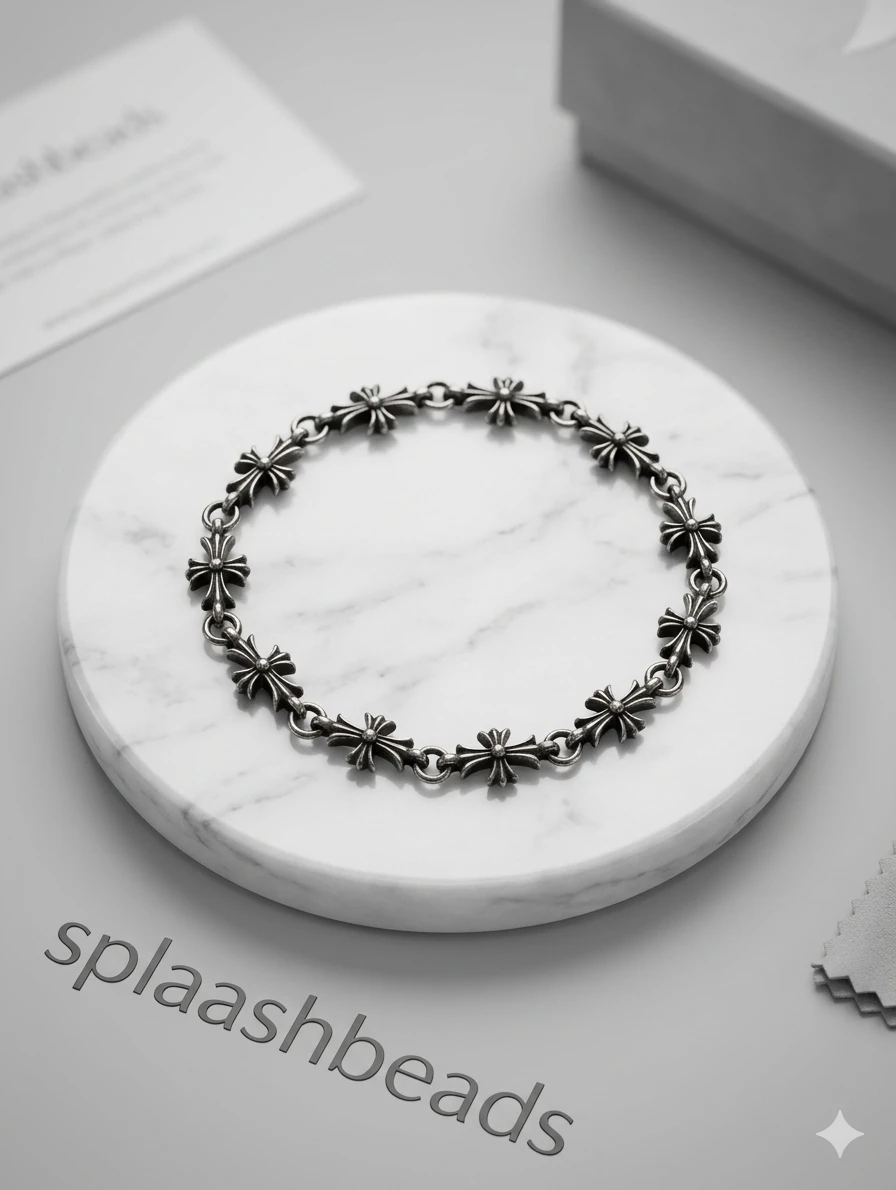 Silver Cross Link Bracelet