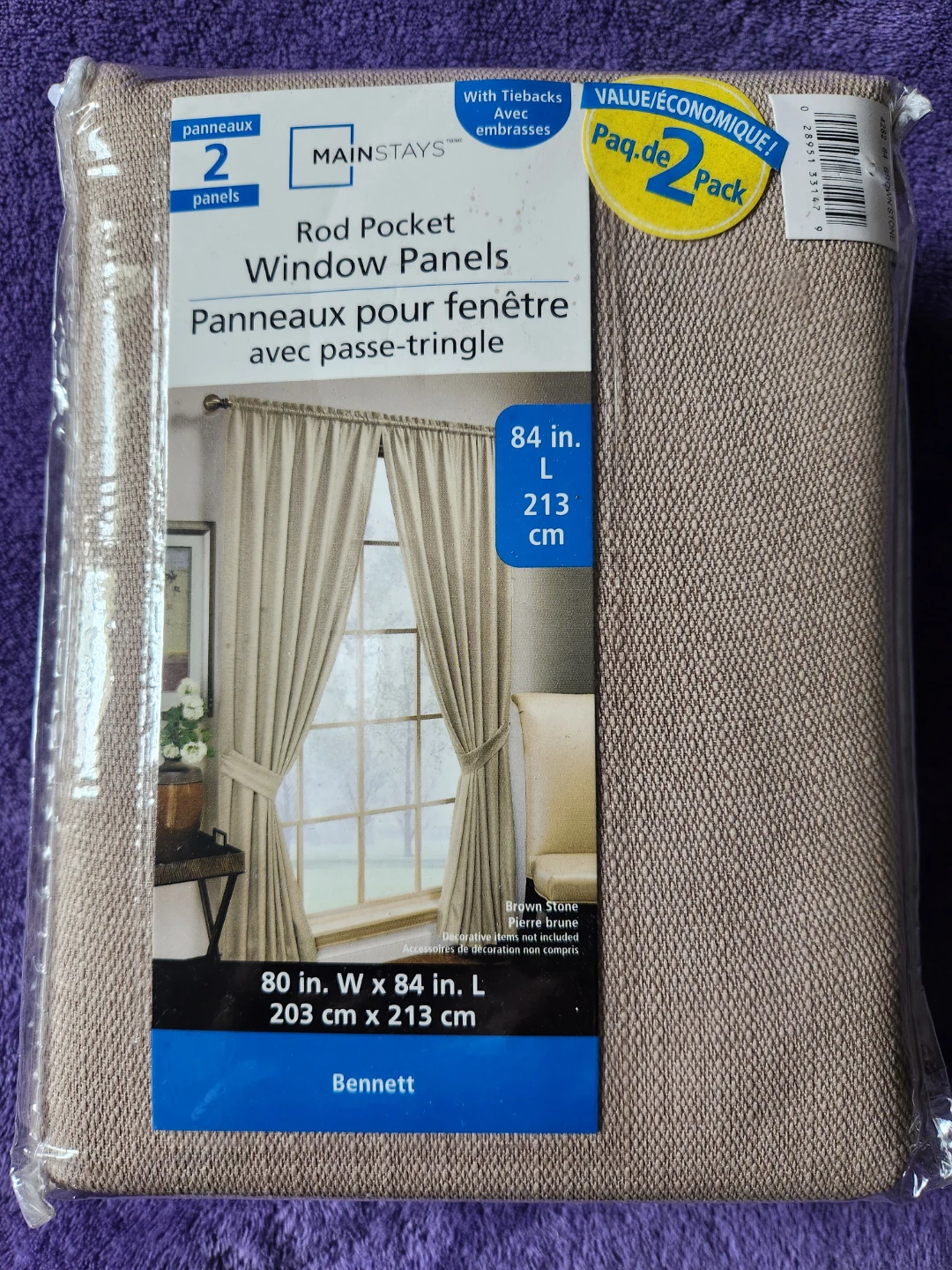 Mainstays Rod Pocket Window Panels (2 Pack)