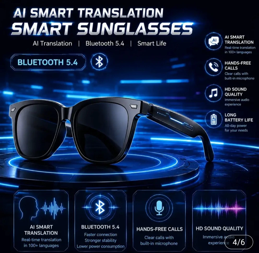 AI Smart Translation Smart Sunglasses with Bluetooth 5.4