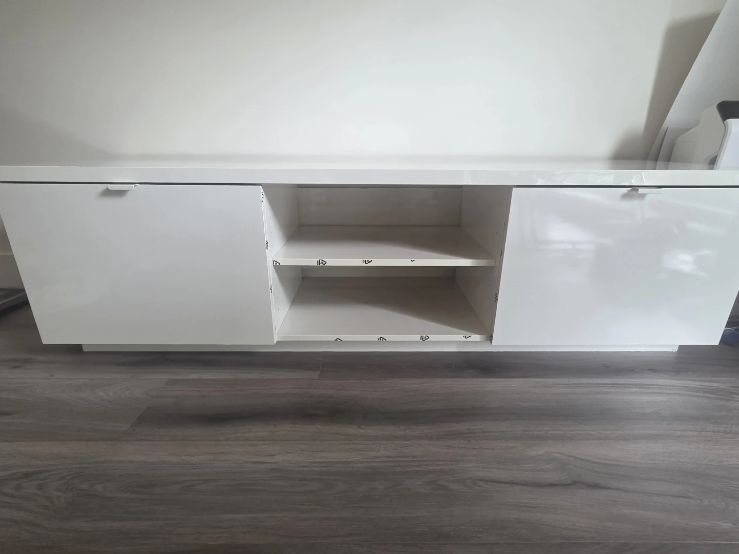 White TV Stand with Drawers and Shelves - photo 2