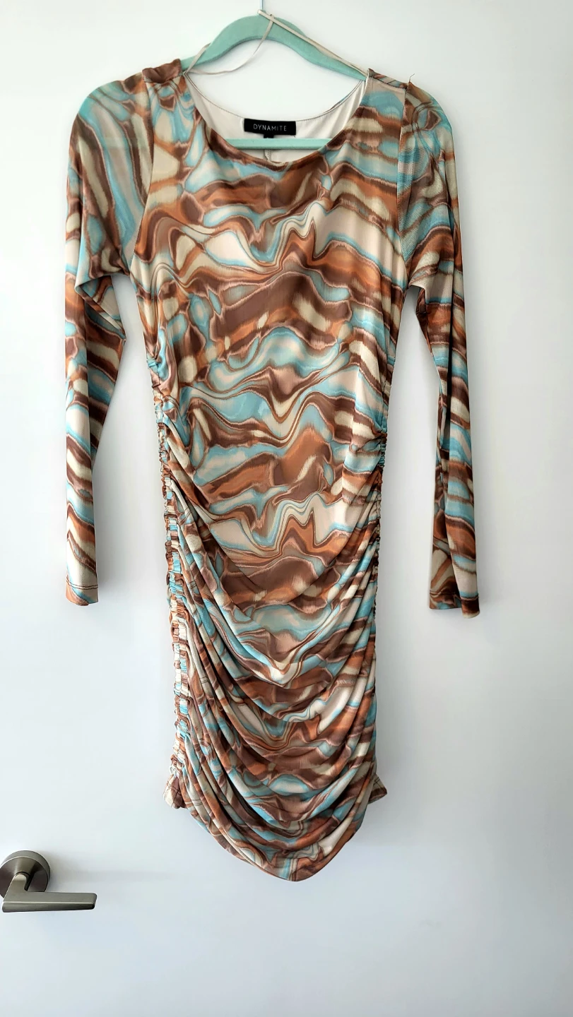 Dynamite Ruched Print Dress