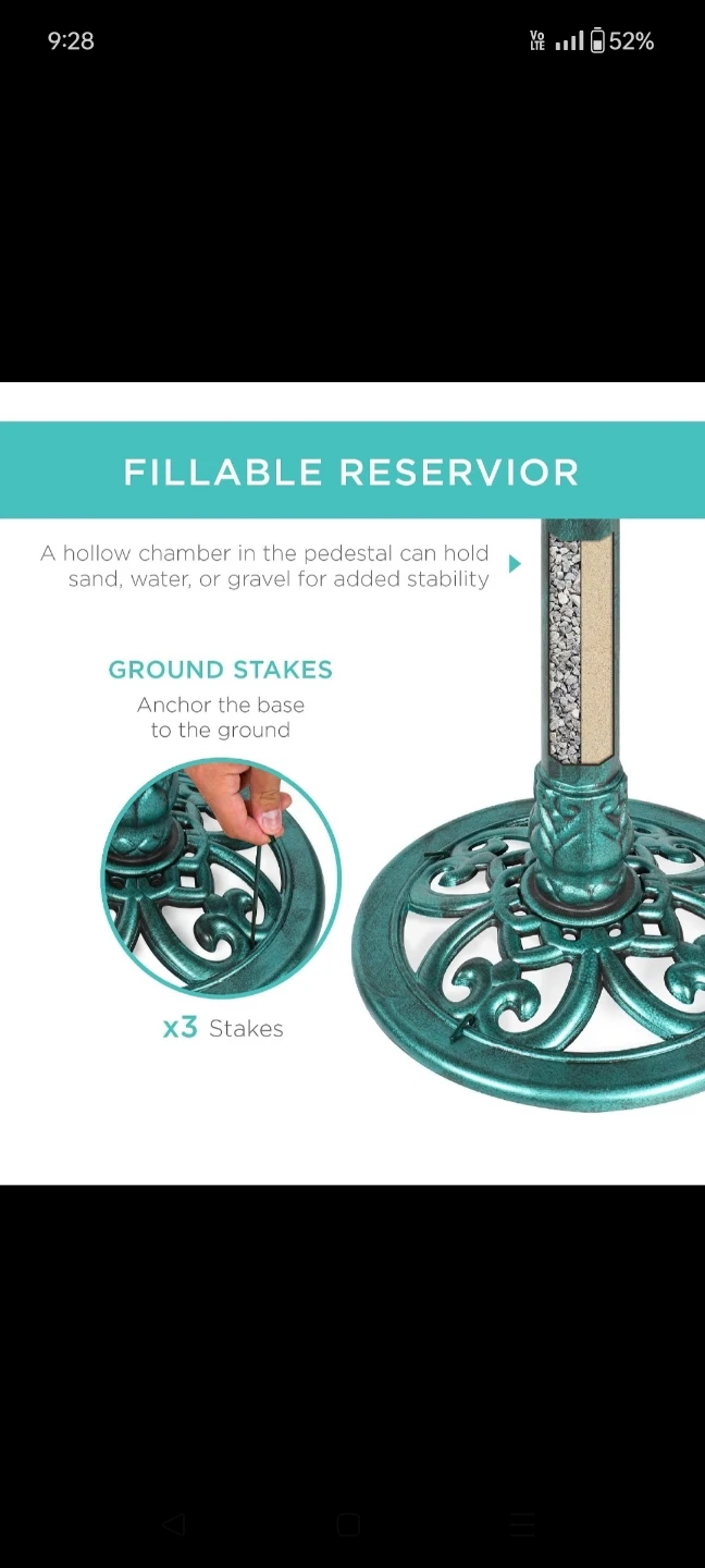 Best Choice Products Pedestal Bird Bath Garden Decor - photo 2