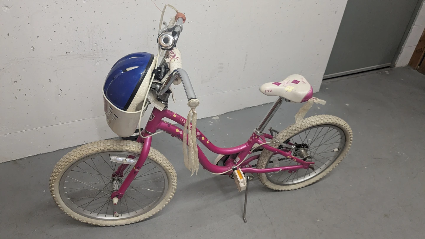 Pink Kids "Music" Bicycle with Basket and Helmet