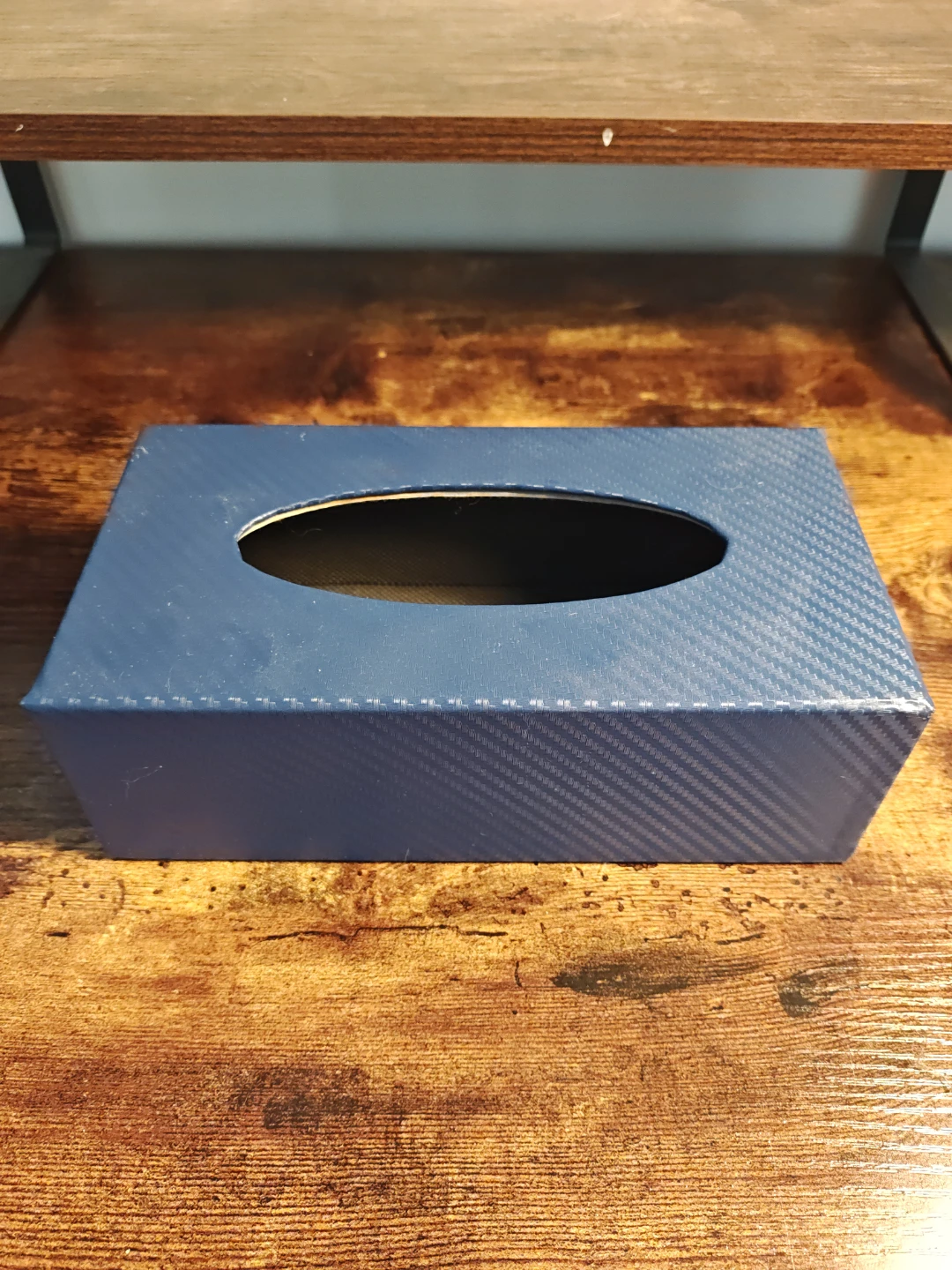 Blue Carbon Fibre Pattern Tissue Box Cover