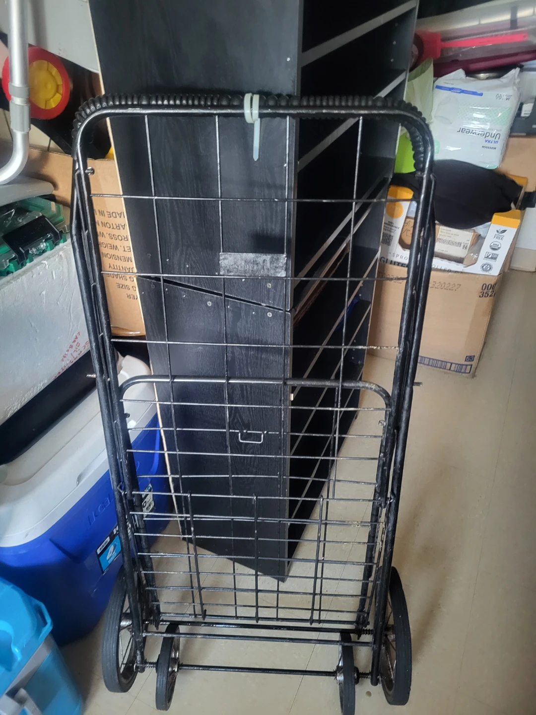 Black Metal Rolling Shopping Cart - photo 2