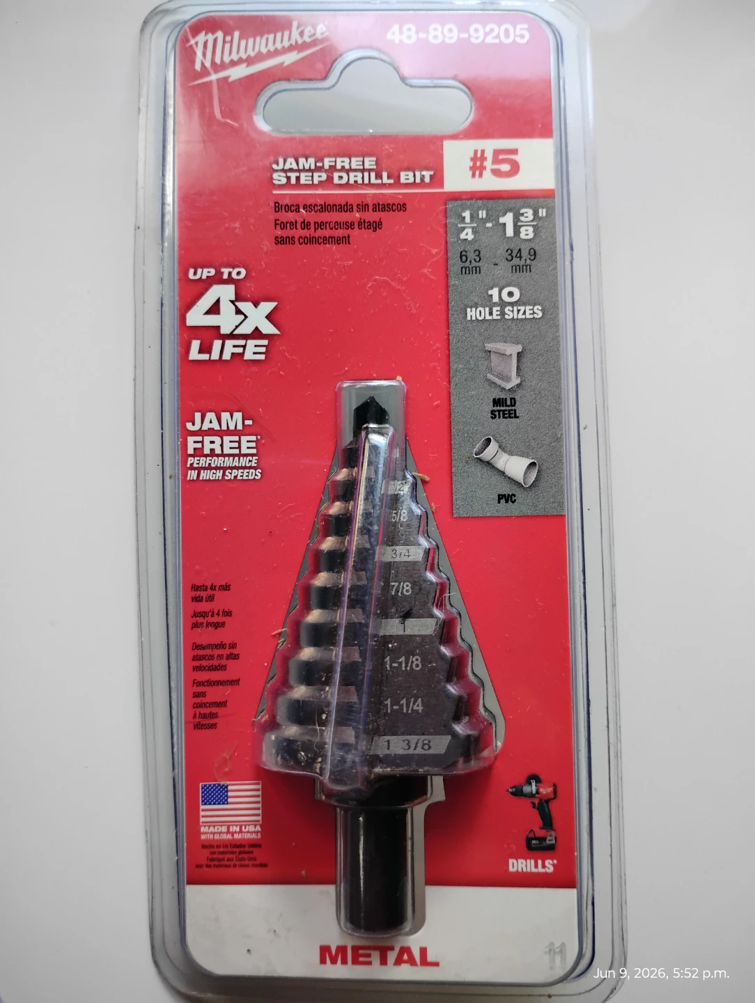 Milwaukee #5 Step Drill Bit