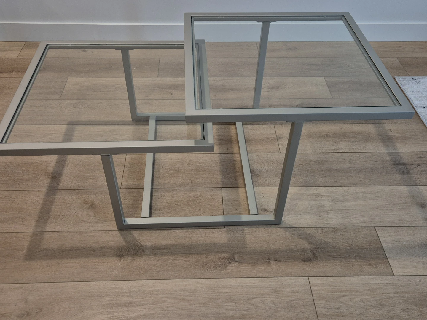 Modern Glass and Metal Nesting Coffee Table