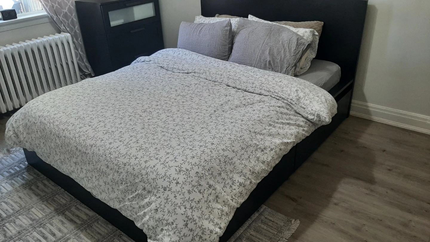 Black Platform Bed Frame with Storage Drawers