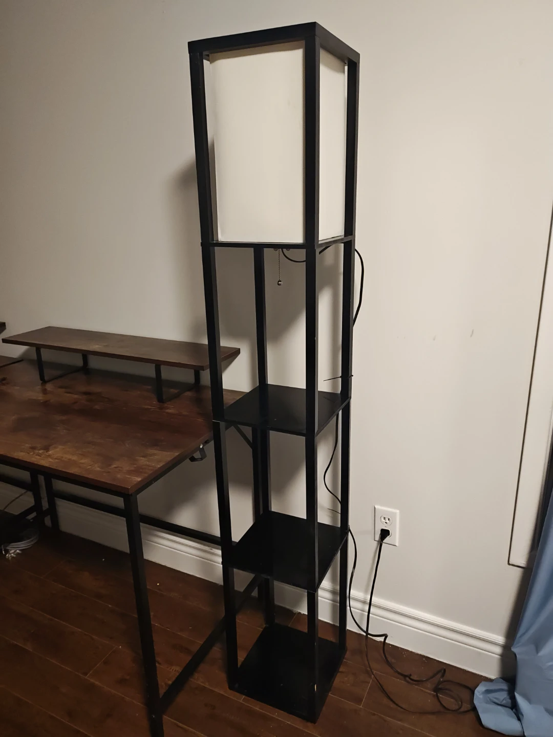 Black Floor Lamp with Shelves