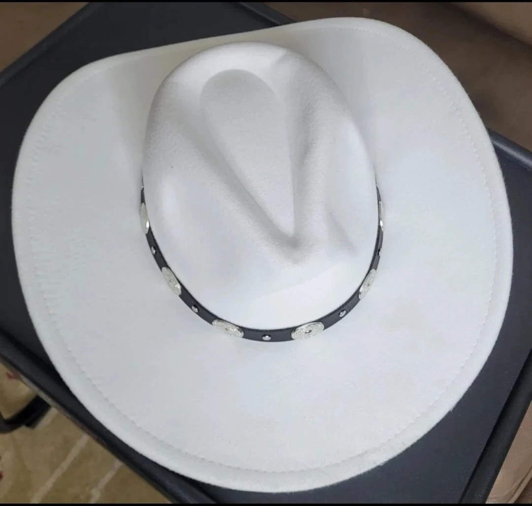 White Cowboy Hat with Silver Embellishments - photo 2
