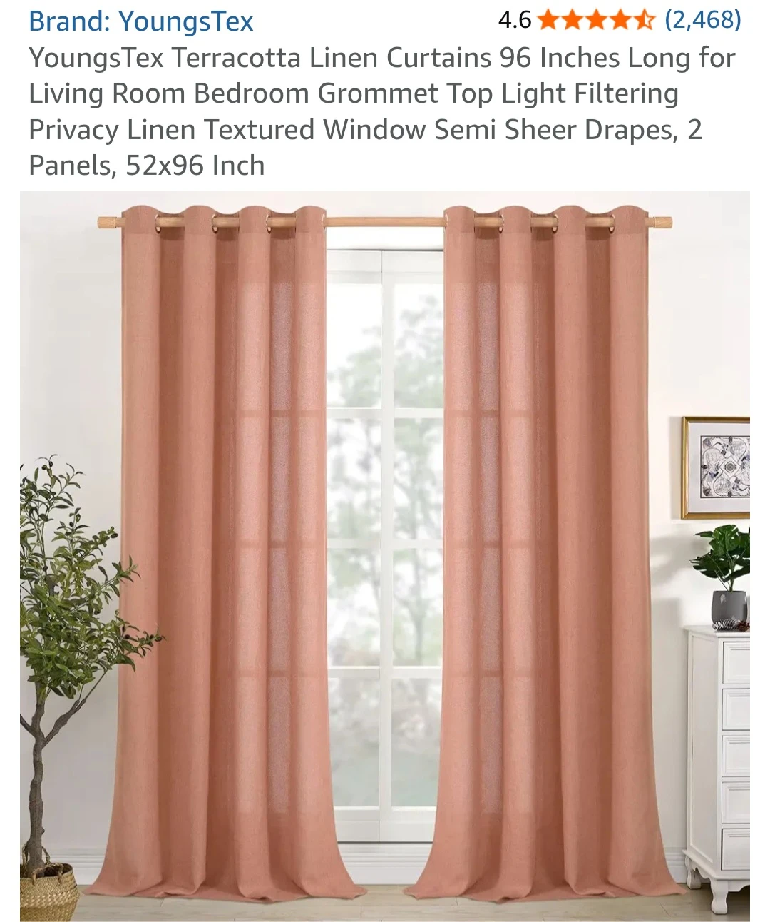 YoungsTex Terracotta Linen Curtains