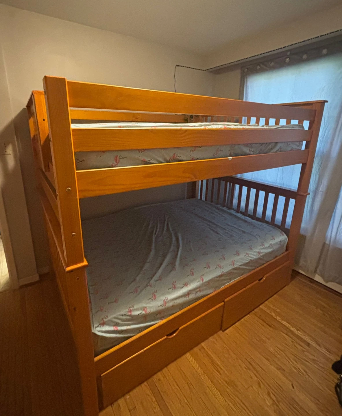 Solid wood double bunk beds with storage trundle and shelf - photo 2