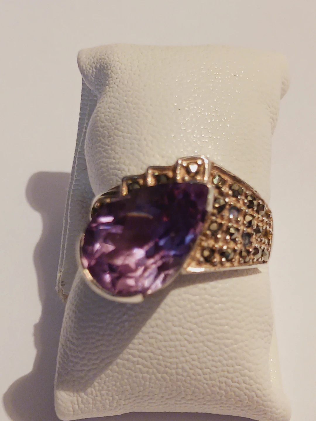 Stunning Sterling Silver 925 Pear Shaped Amethyst Ring. 7.5. - photo 5