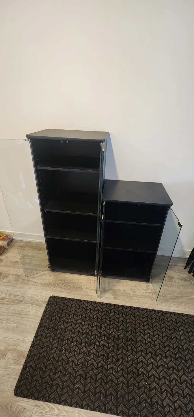 Black Storage Cabinets with Glass Doors - photo 2