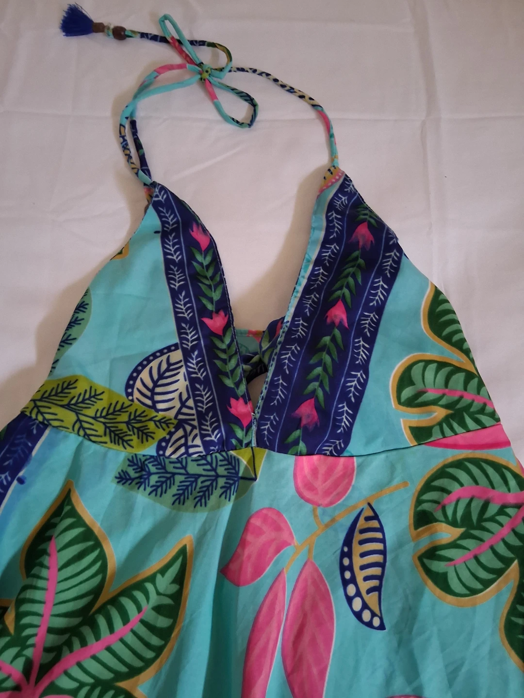 GORGEOUS BOHO MAXI TURQUOISE HALTER DRESS - photo 2