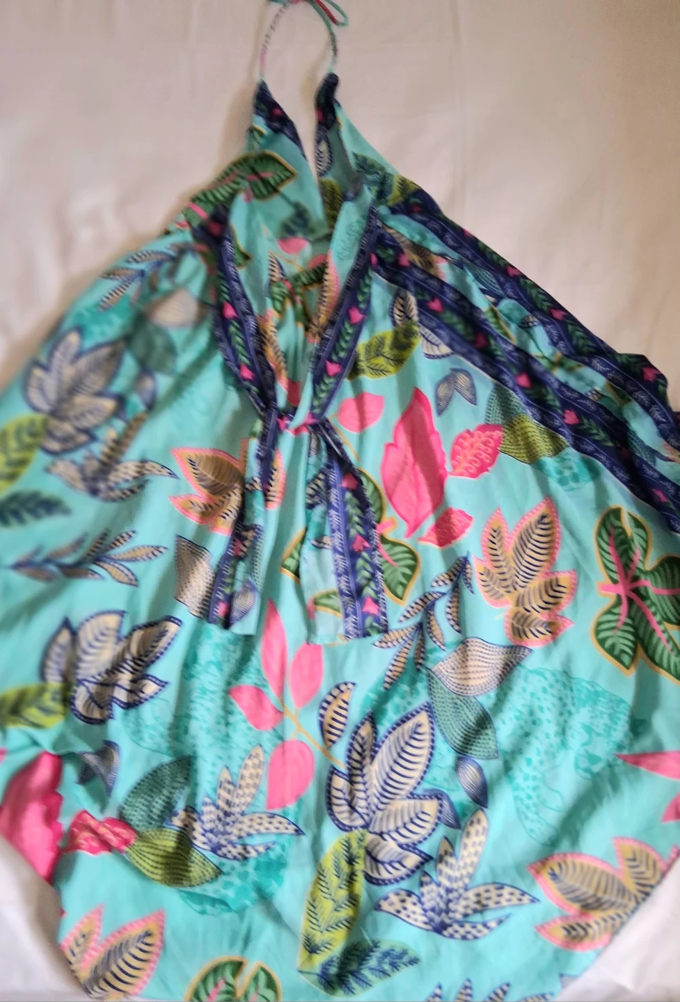 GORGEOUS BOHO MAXI TURQUOISE HALTER DRESS - photo 4