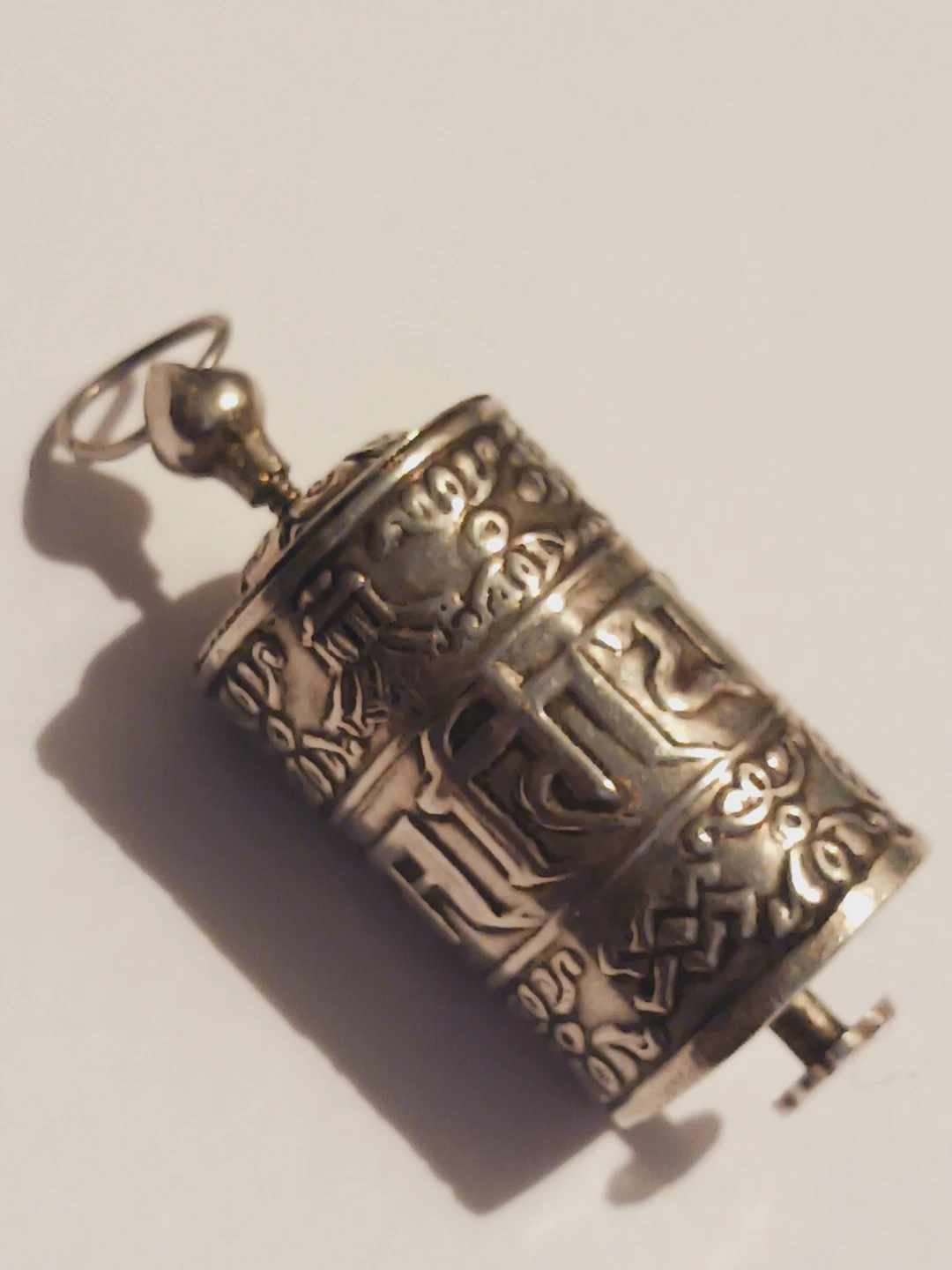 Sterling Silver 925 Antique Prayer Wheel Pendant