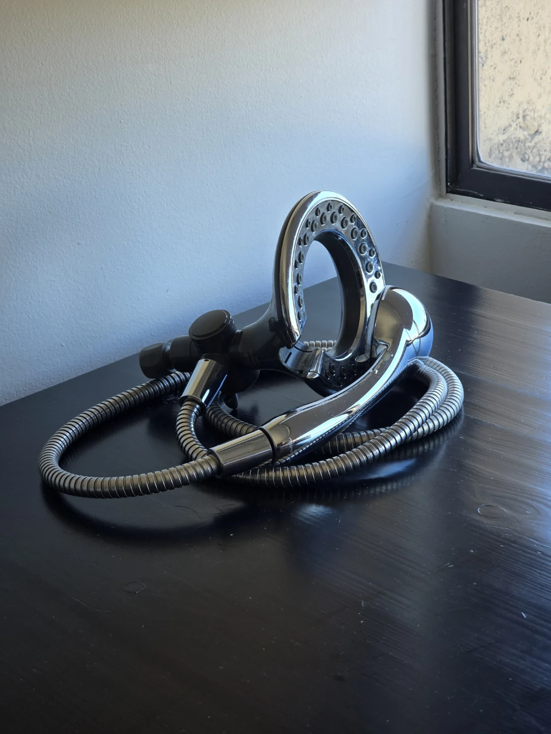 Chrome and Black Handheld Shower Head with Hose - photo 2