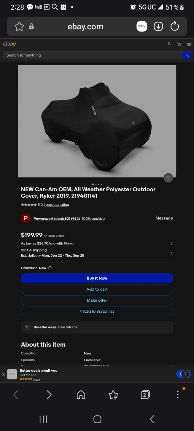 Original CanAm Ryker cover - photo 4