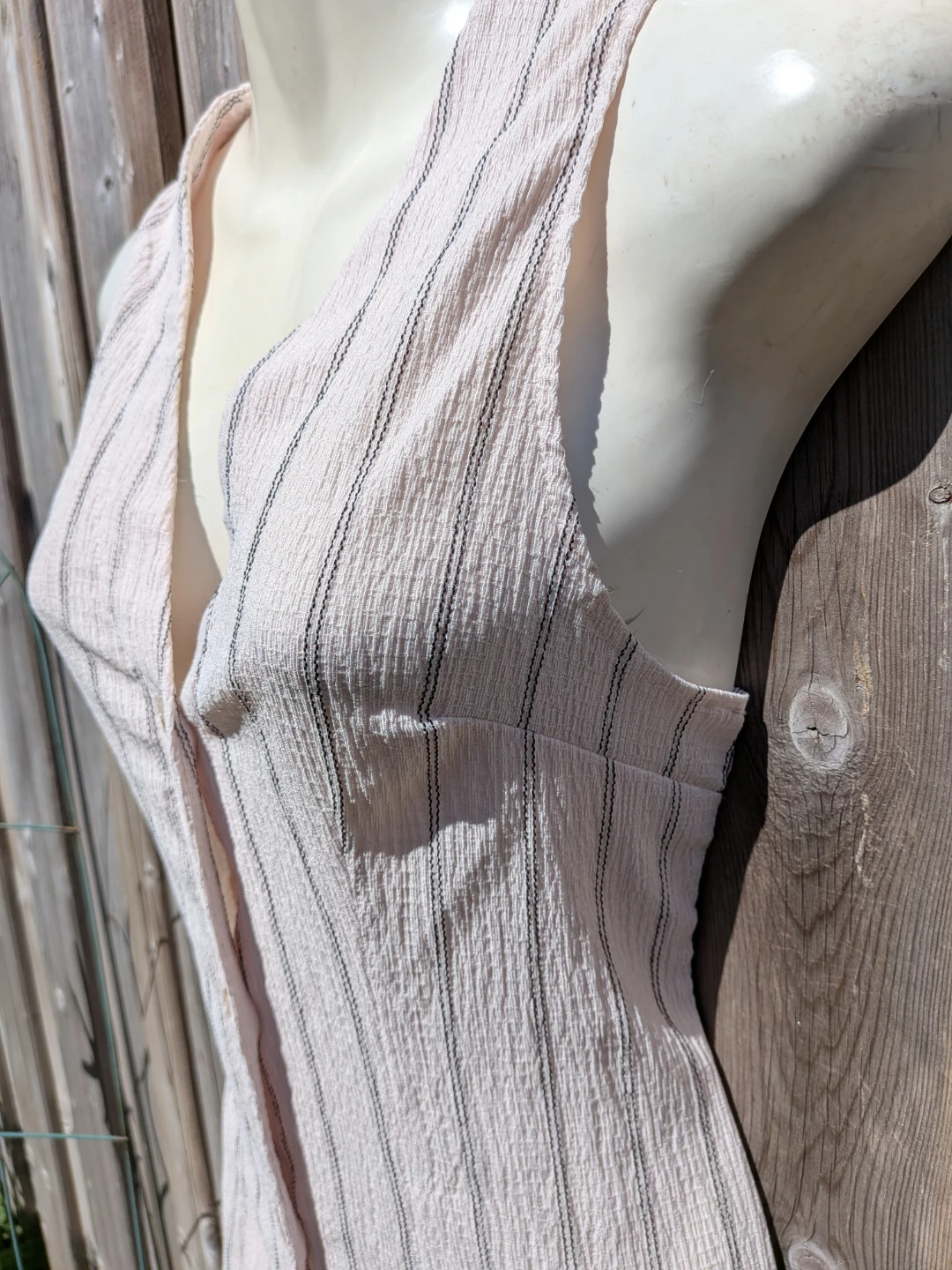 Cream Striped Sleeveless Button-Up Dress SML/MED - photo 5