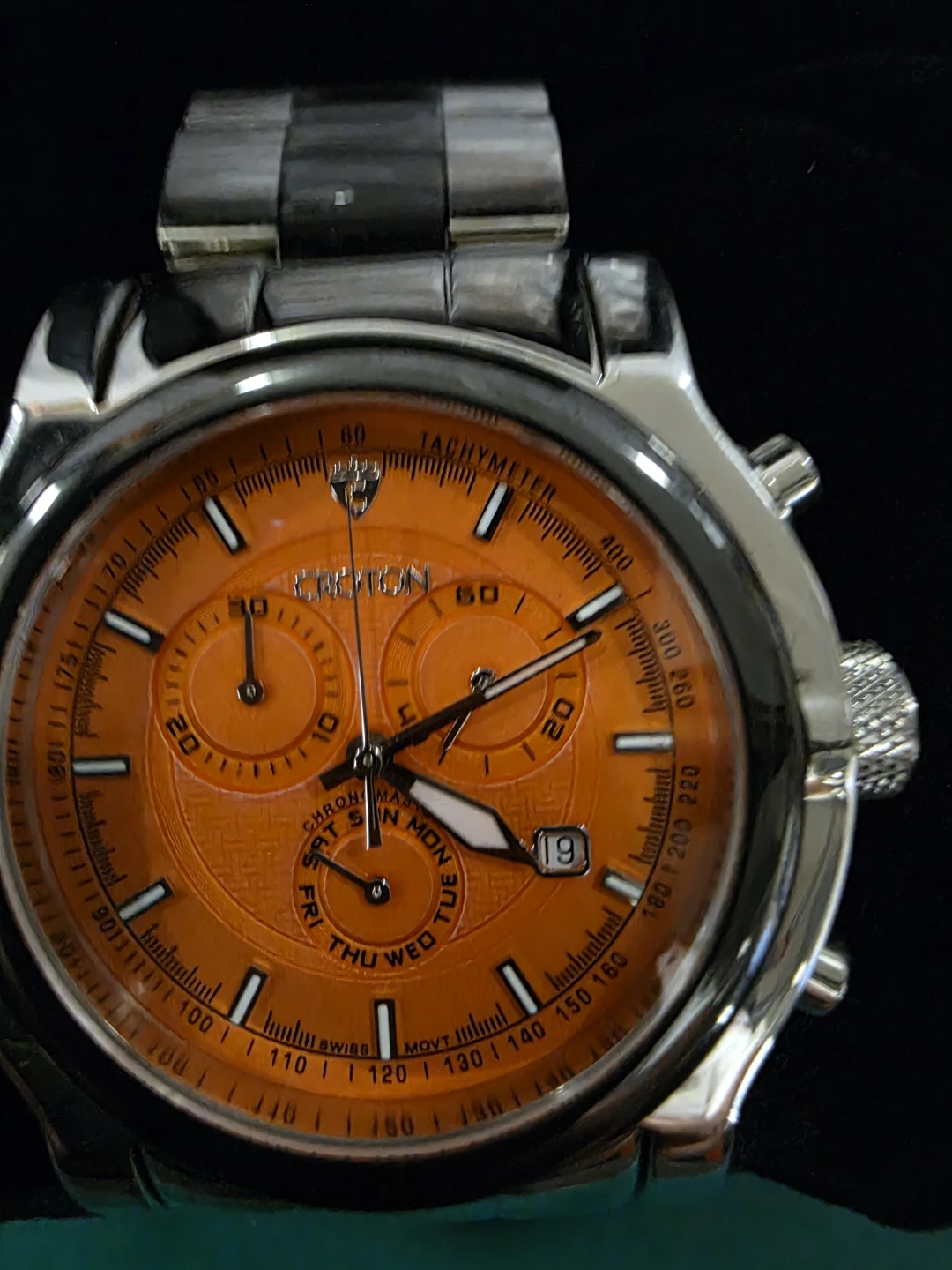 NEW Croton Chronomaster Chronograph Watch Orange Dial - photo 3