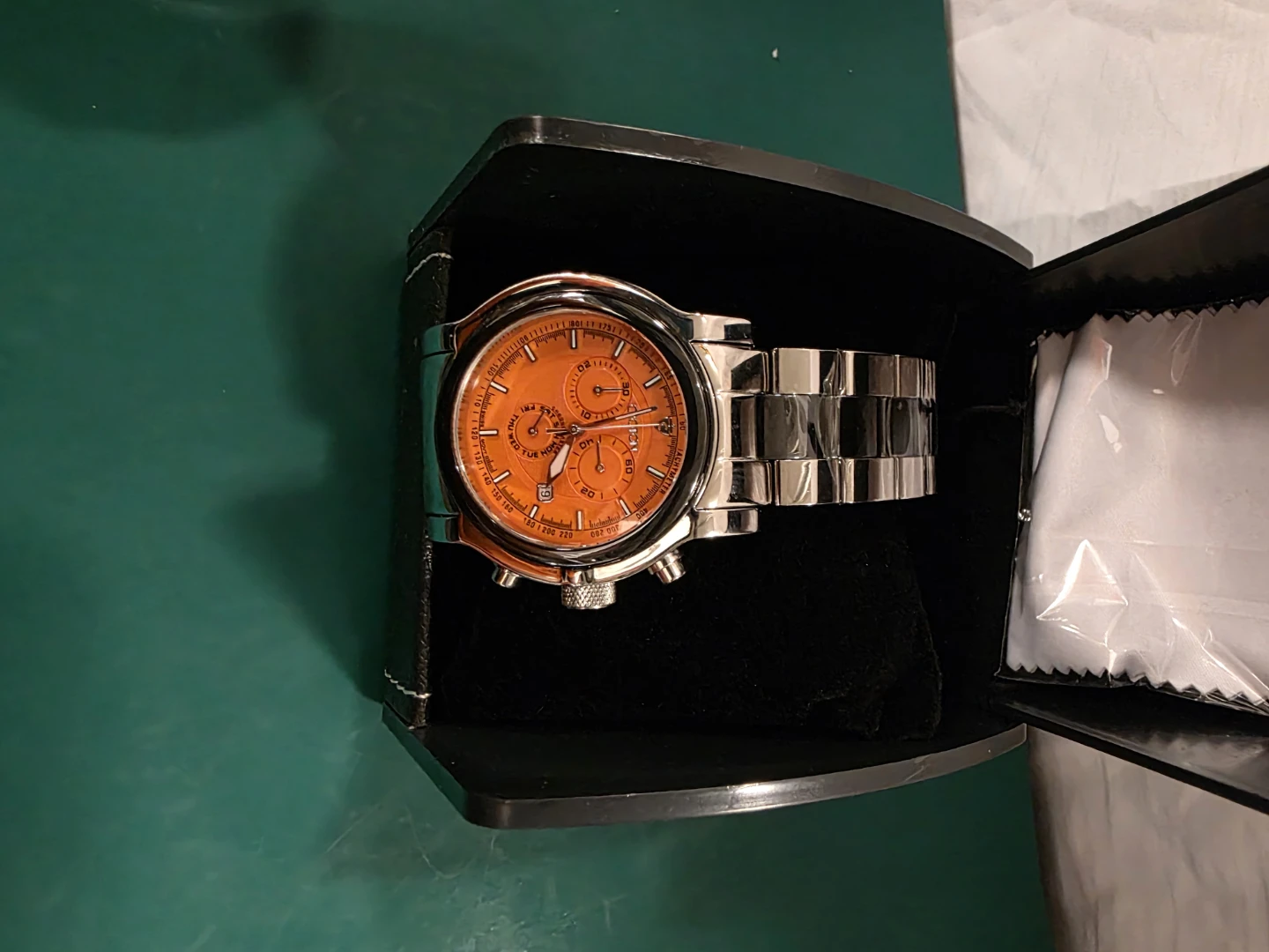 NEW Croton Chronomaster Chronograph Watch Orange Dial - photo 4