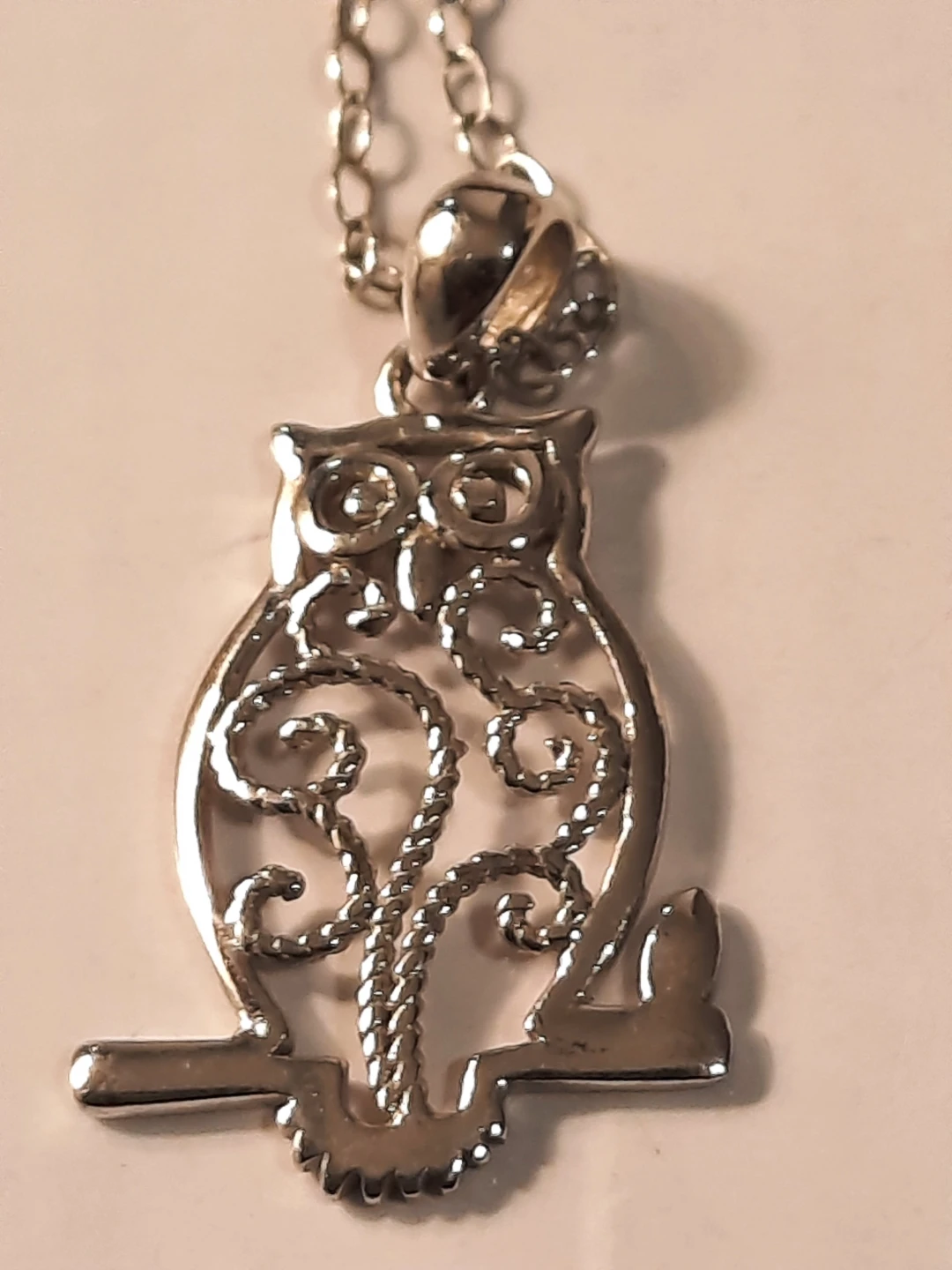 Silver 925 Owl Pendant Necklace - photo 2