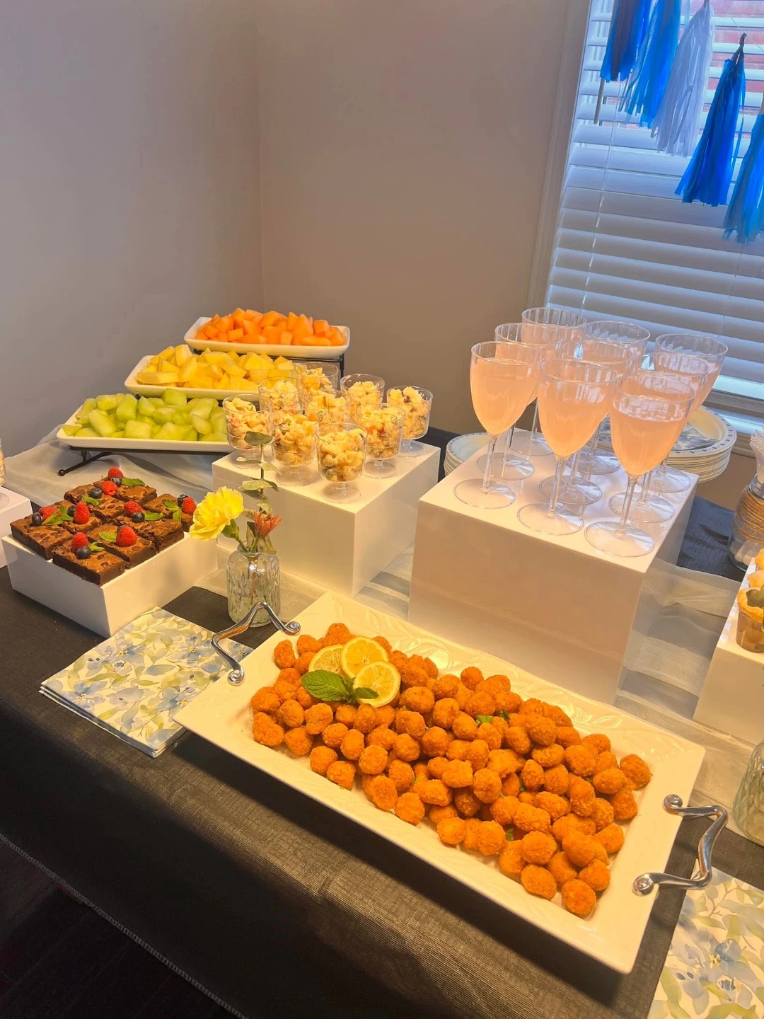 8 Pcs Food Risers Set – Square White Acrylic "FOR RENT"