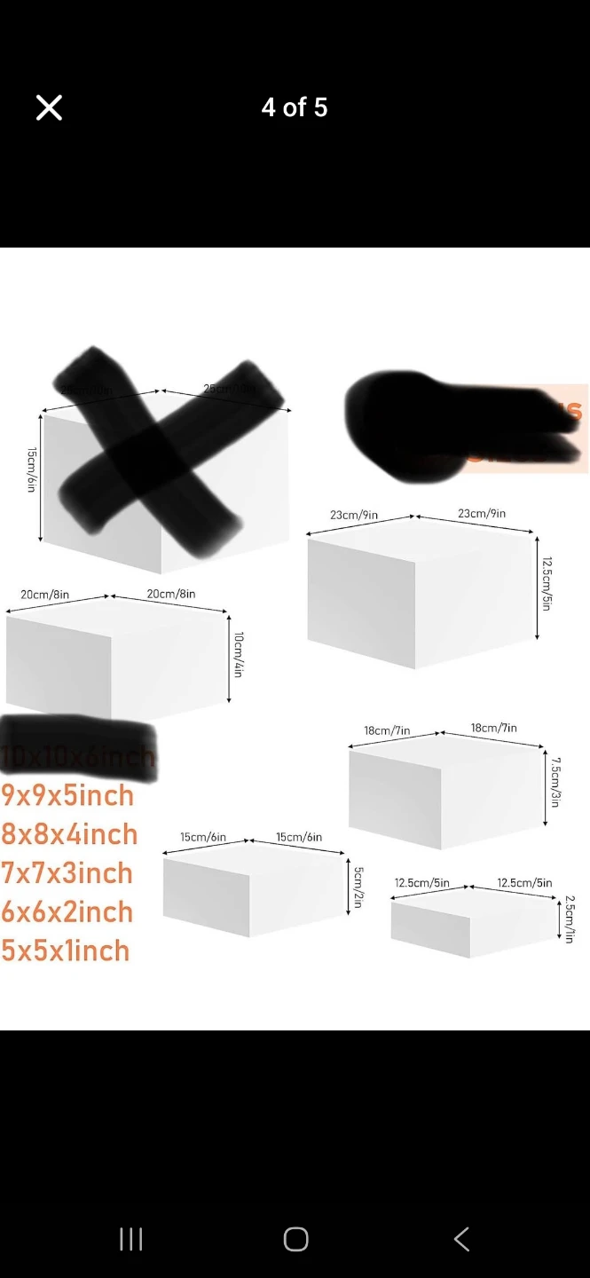 8 Pcs Food Risers Set – Square White Acrylic "FOR RENT" - photo 3