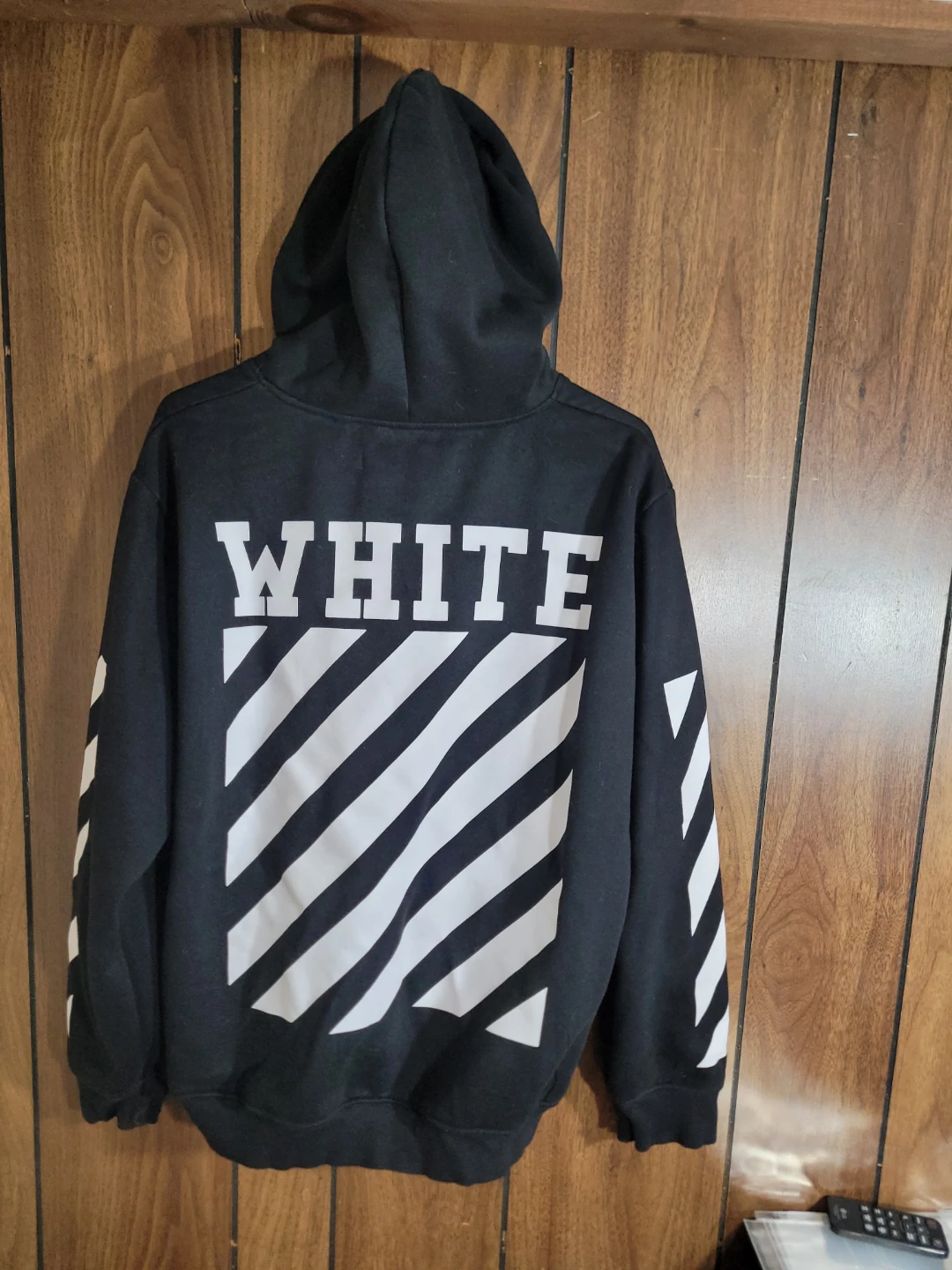 OFF-WHITE" Black Diagonal Stripe Hoodie