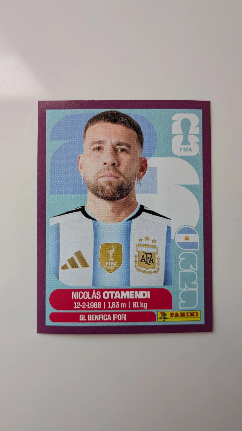Panini FIFA WC 2026 Sticker - Nicolás Otamendi - Purple Border