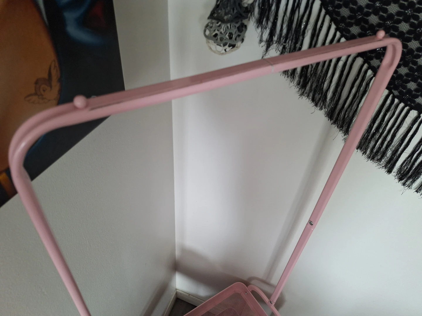 Pink Metal Rolling Cart with 2 Shelves - photo 4