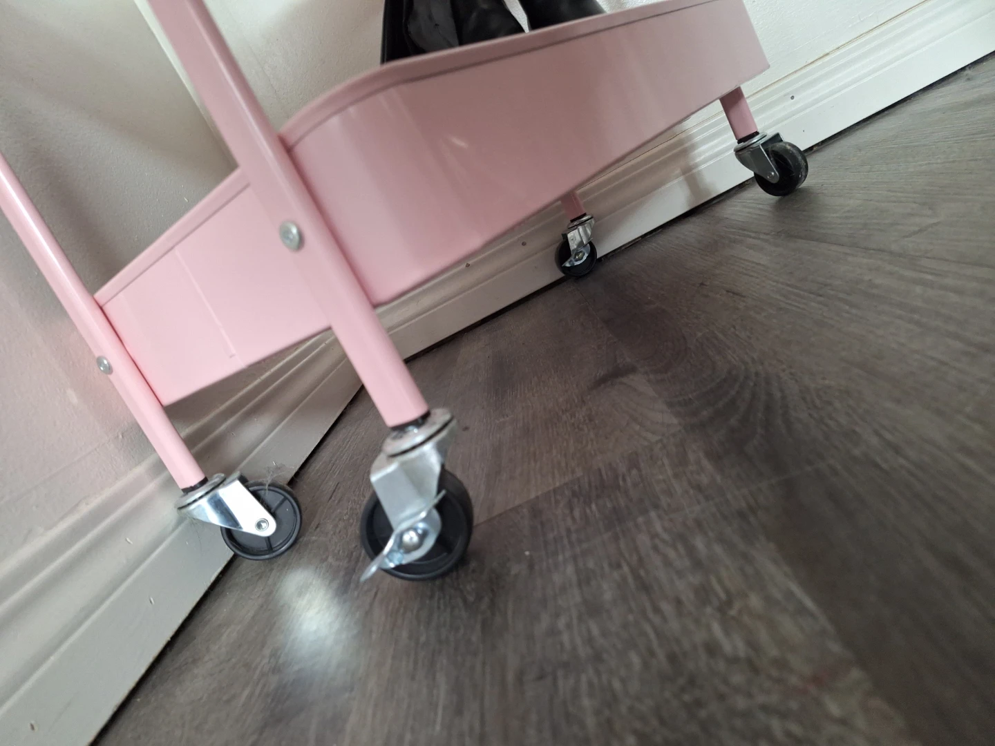 Pink Metal Rolling Cart with 2 Shelves - photo 5