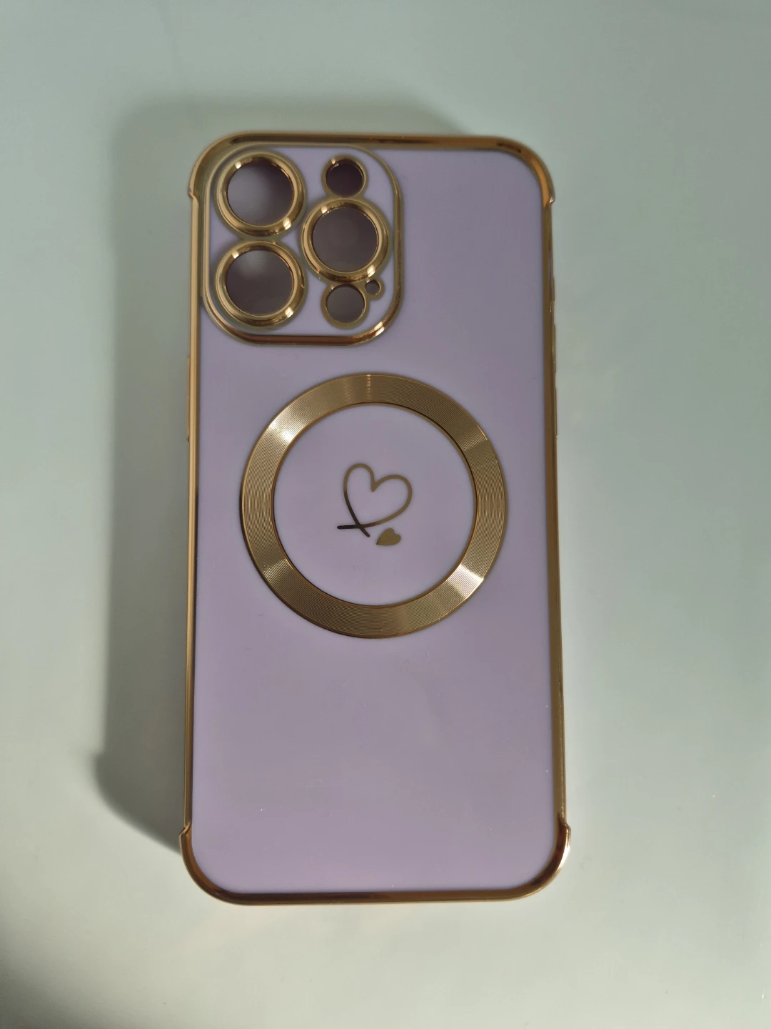 Purple MagSafe Phone Case with Gold Trim - iPhone 14 pro max
