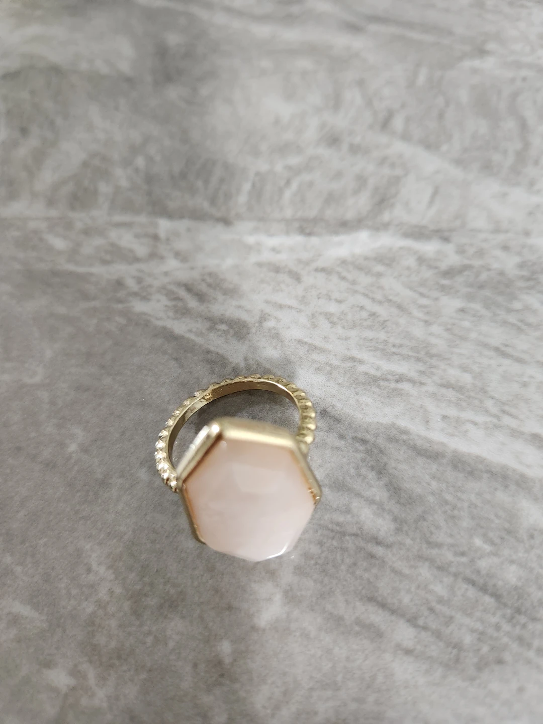 Gold Tone Hexagonal Gem Ring