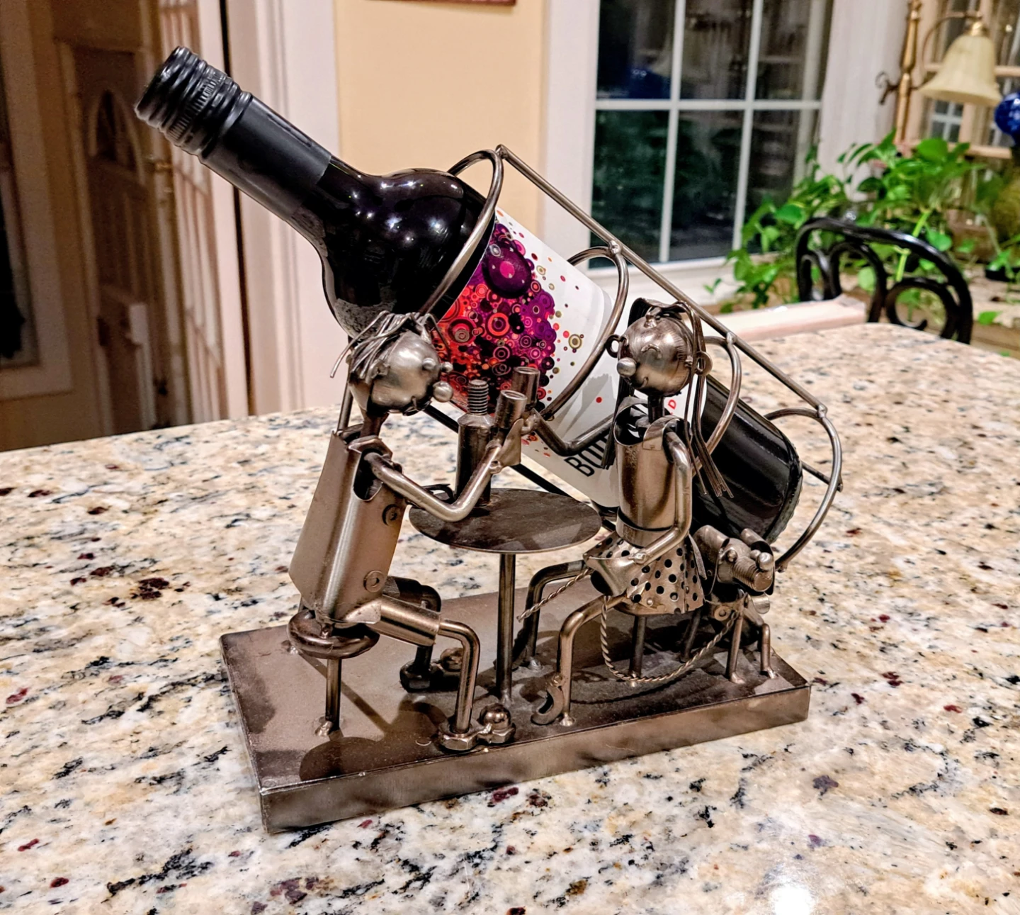 Unique Metal Figurine Wine Bottle Holder