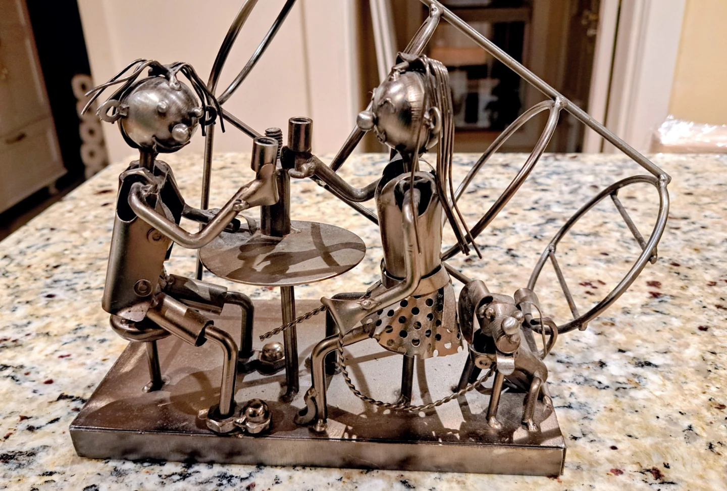 Unique Metal Figurine Wine Bottle Holder - photo 3
