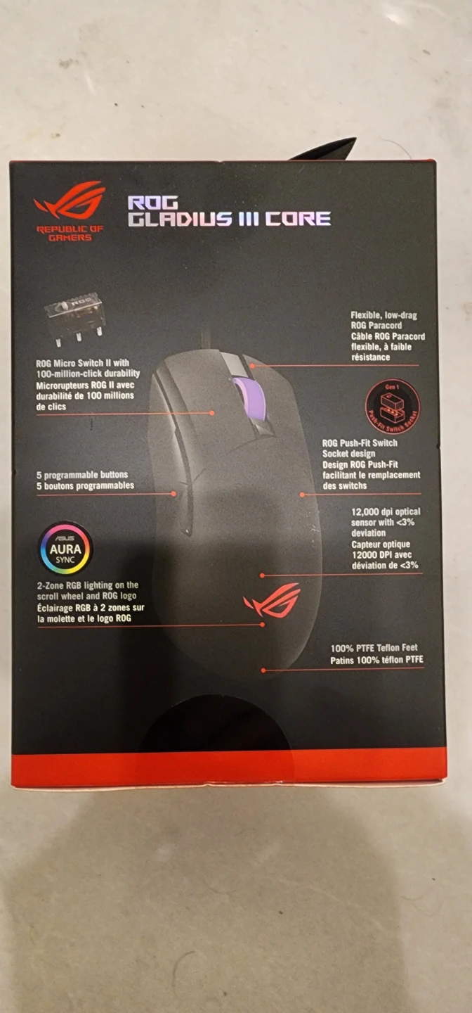 Rog Gladius III Core Wired Mouse New ! - photo 2