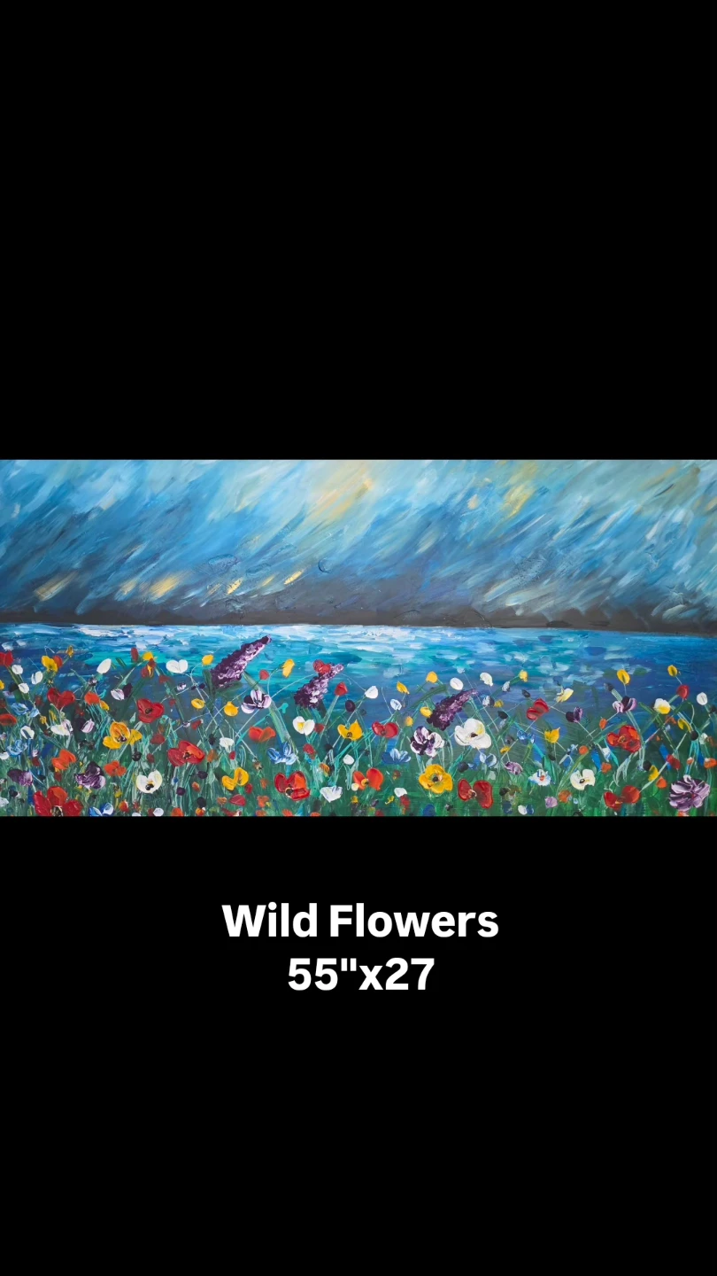 Huge original hand-painted painting by local artist Wild flowers